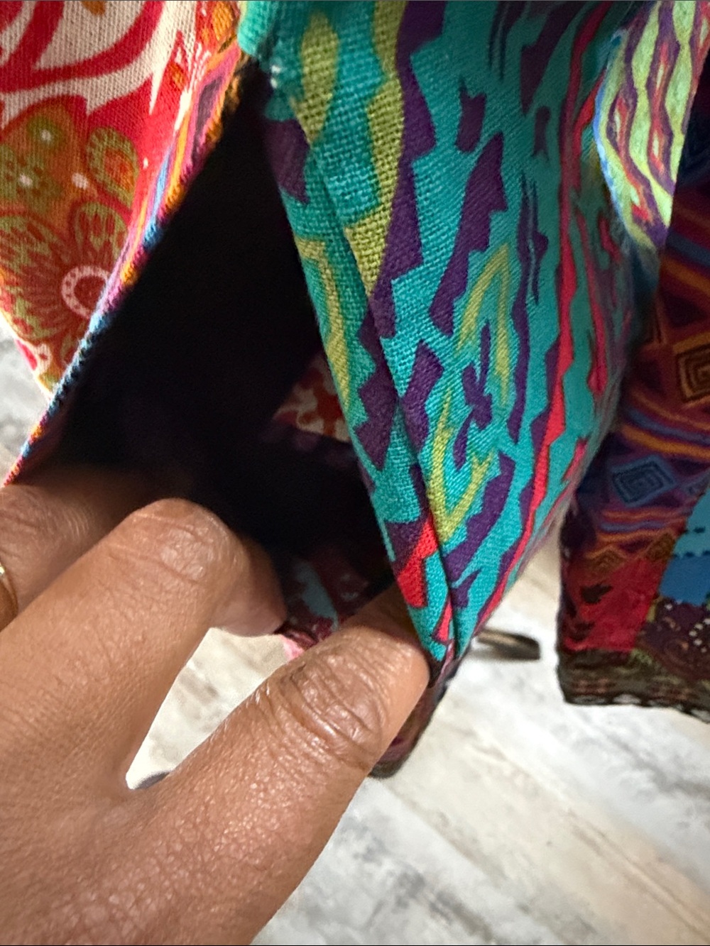Vibrant Multi-Color Patchwork Open Cardigan - Picture 5 of 9